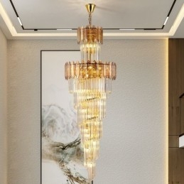 Lampada a sospensione in cristallo conico duplex di lusso