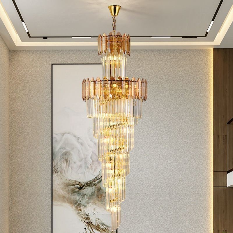 Lampada a sospensione in cristallo conico duplex di lusso