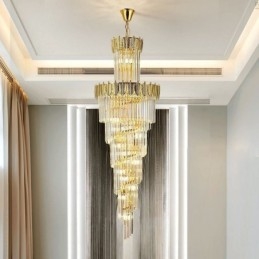 Lampada a sospensione conica in cristallo, lampadario decorativo a 17 luci E12/E14
