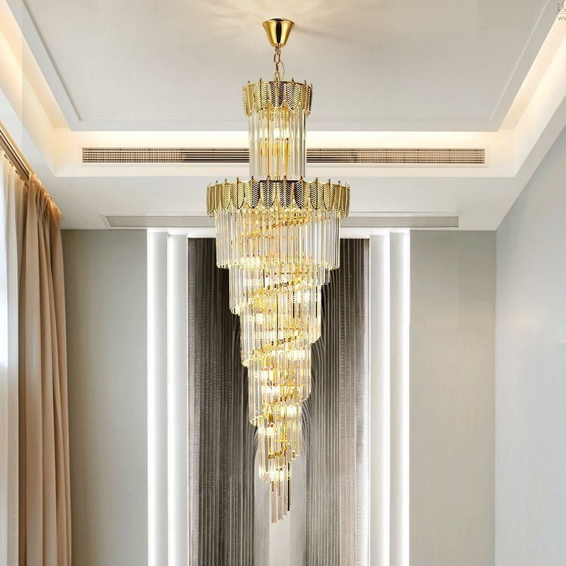 Lampada a sospensione conica in cristallo, lampadario decorativo a 17 luci E12/E14