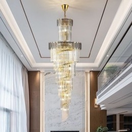 Lampada a sospensione conica in cristallo, lampadario decorativo a 17 luci E12/E14