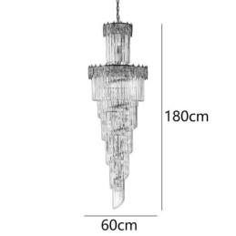 Lampada a sospensione conica in cristallo, lampadario decorativo a 17 luci E12/E14