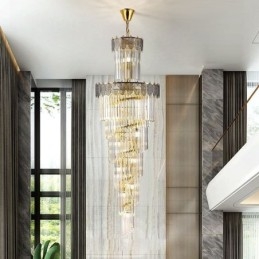 Lampada a sospensione conica in cristallo, lampadario decorativo a 17 luci E12/E14