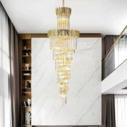 Lampada a sospensione conica in cristallo, lampadario decorativo a 17 luci E12/E14