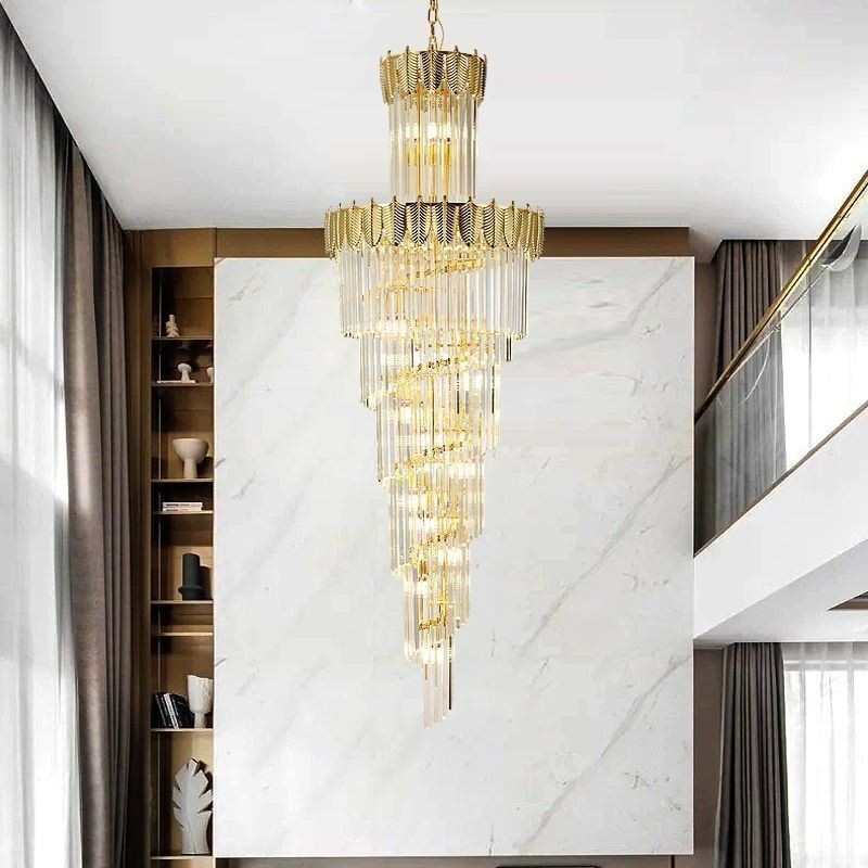 Lampada a sospensione conica in cristallo, lampadario decorativo a 17 luci E12/E14
