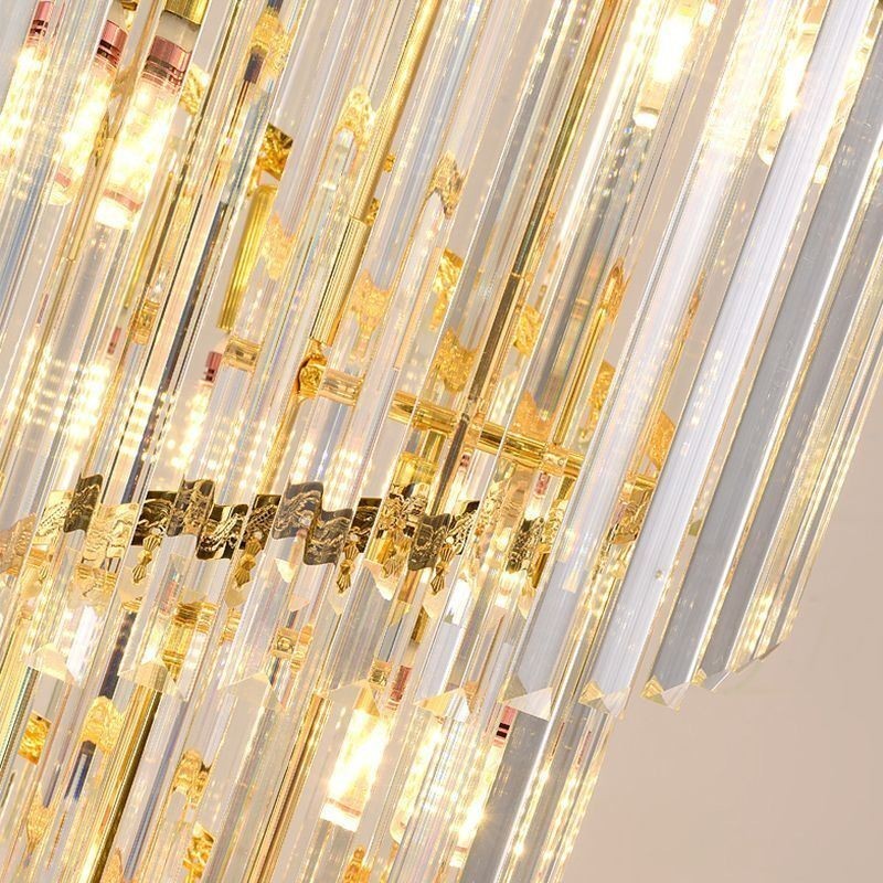 Lampada a sospensione conica in cristallo, lampadario decorativo a 17 luci E12/E14