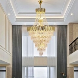 Lampadario a sospensione in cristallo conico, decorativo, duplex, 21 luci E12/E14