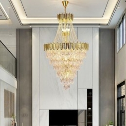 Lampadario a sospensione in cristallo conico, decorativo, duplex, 21 luci E12/E14