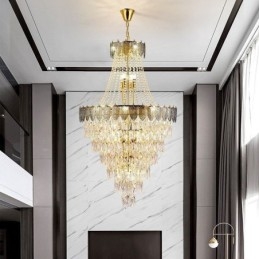 Lampadario a sospensione in cristallo conico, decorativo, duplex, 21 luci E12/E14