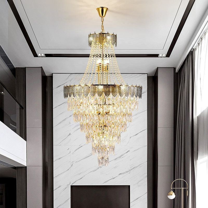 Lampadario a sospensione in cristallo conico, decorativo, duplex, 21 luci E12/E14