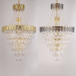 Lampadario a sospensione in cristallo conico, decorativo, duplex, 21 luci E12/E14