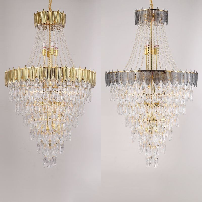 Lampadario a sospensione in cristallo conico, decorativo, duplex, 21 luci E12/E14