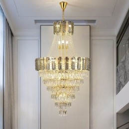 Lampada a sospensione in cristallo conico decorativa duplex 21 luci E12/E14