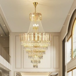 Lampada a sospensione in cristallo conico decorativa duplex 21 luci E12/E14