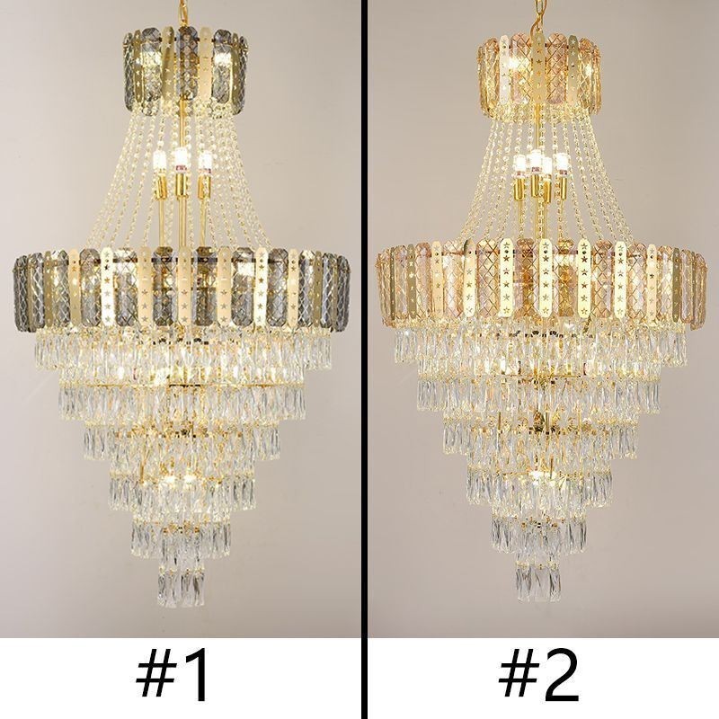 Lampada a sospensione in cristallo conico decorativa duplex 21 luci E12/E14