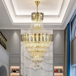 Lampada a sospensione in cristallo conico decorativa duplex 21 luci E12/E14
