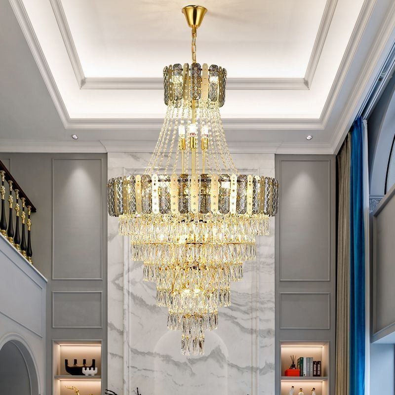 Lampada a sospensione in cristallo conico decorativa duplex 21 luci E12/E14
