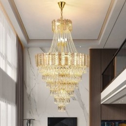 Lampada a sospensione in cristallo conico decorativa duplex 21 luci E12/E14
