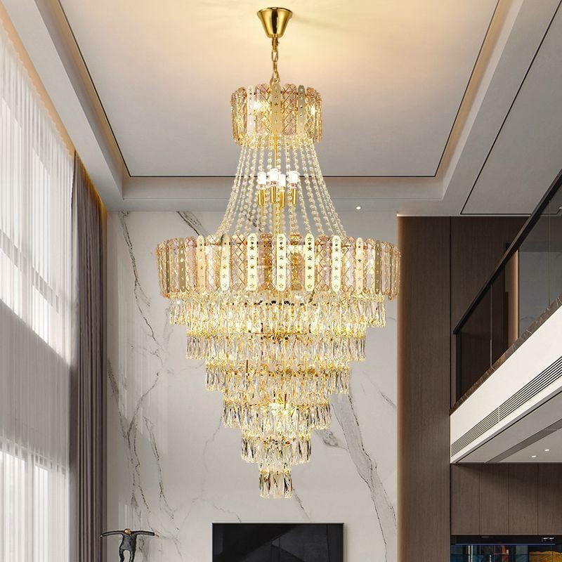 Lampada a sospensione in cristallo conico decorativa duplex 21 luci E12/E14