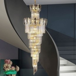 Lampada a sospensione conica in cristallo Duplex da soffitto 70 cm