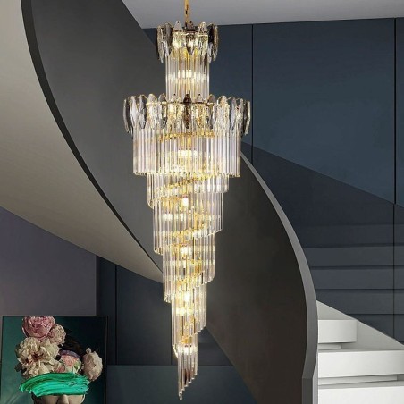 Lampada a sospensione conica in cristallo Duplex da soffitto 70 cm
