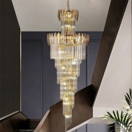 Lampada a sospensione conica in cristallo Duplex da soffitto 70 cm