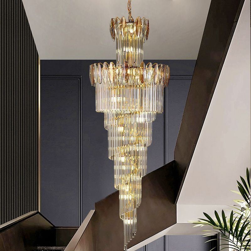 Lampada a sospensione conica in cristallo Duplex da soffitto 70 cm