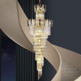 Lampada a sospensione conica in cristallo Duplex da soffitto 70 cm