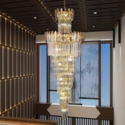Lampada a sospensione conica in cristallo Duplex da soffitto 70 cm