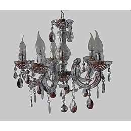 Lampadario moderno in acrilico effetto cristallo argento 5 luci