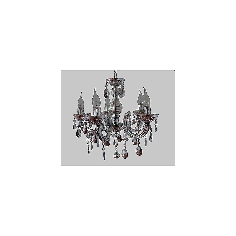 Lampadario moderno in acrilico effetto cristallo argento 5 luci