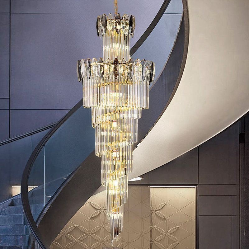 Lampada a sospensione conica in cristallo Duplex da soffitto 70 cm
