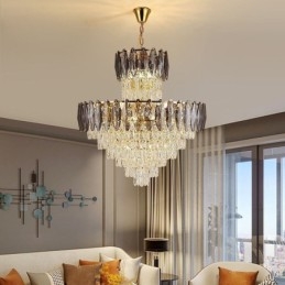 Lampadario a sospensione in cristallo conico decorativo duplex 80 cm