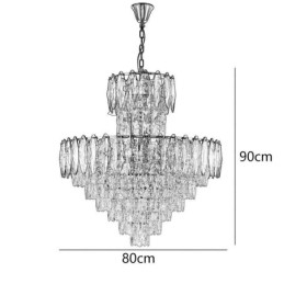 Lampadario a sospensione in cristallo conico decorativo duplex 80 cm