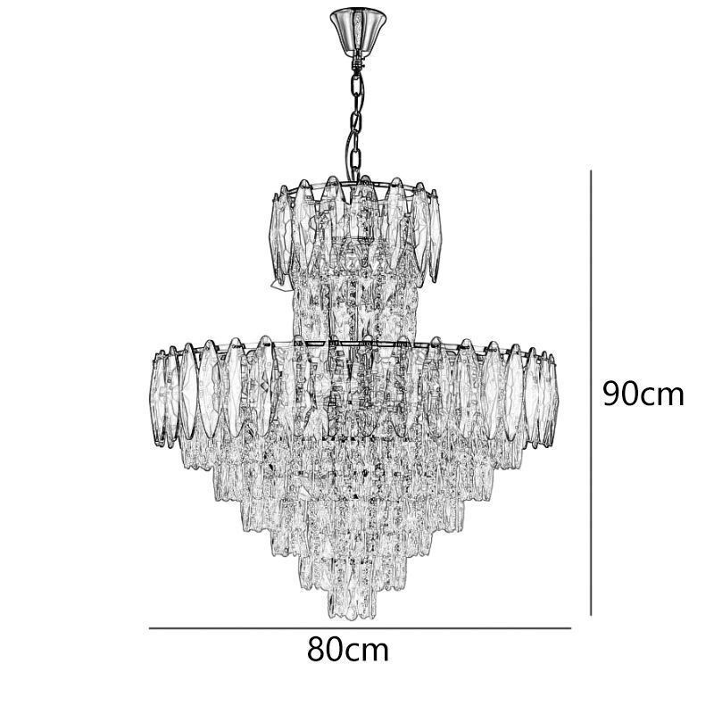 Lampadario a sospensione in cristallo conico decorativo duplex 80 cm