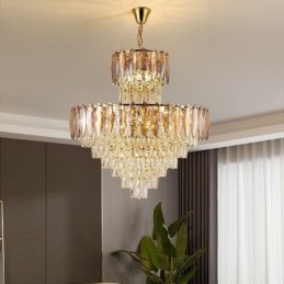 Lampadario a sospensione in cristallo conico decorativo duplex 80 cm