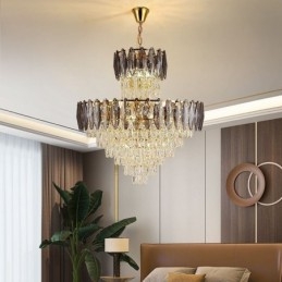 Lampadario a sospensione in cristallo conico decorativo duplex 80 cm