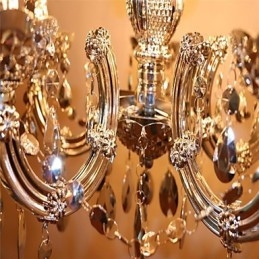 Lampadario moderno in acrilico effetto cristallo argento 5 luci