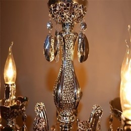 Lampadario moderno in acrilico effetto cristallo argento 5 luci
