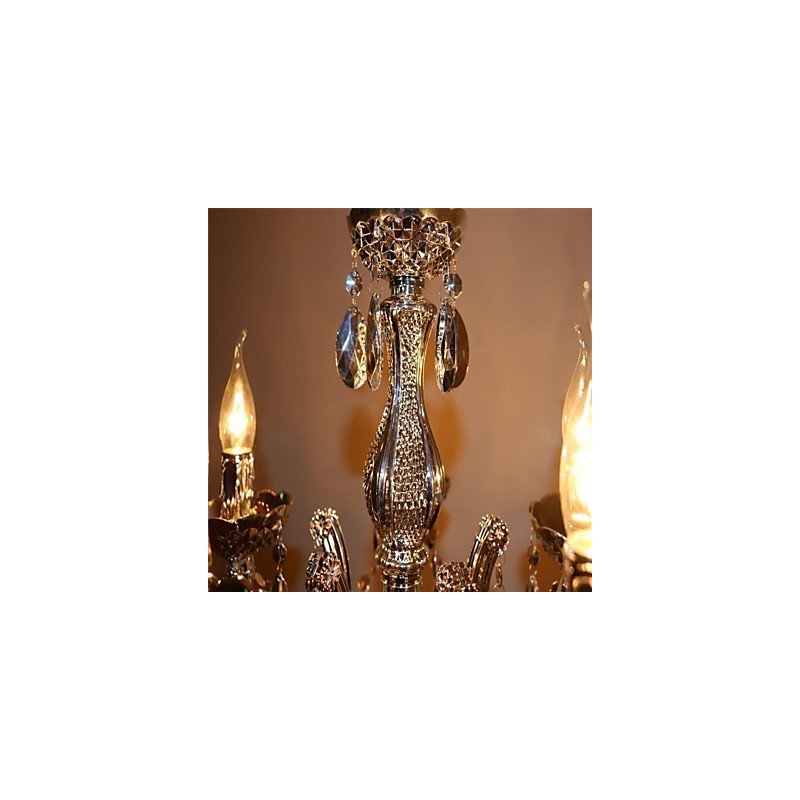 Lampadario moderno in acrilico effetto cristallo argento 5 luci