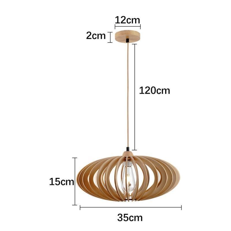 Lampada a sospensione in legno di tiglio con paralume ovale 17 cm