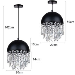 Lampadario a sospensione in cristallo con nappa, nero