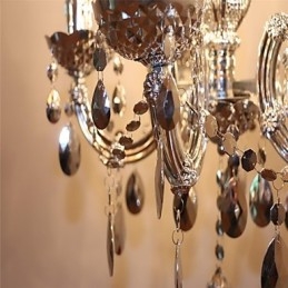 Lampadario moderno in acrilico effetto cristallo argento 5 luci