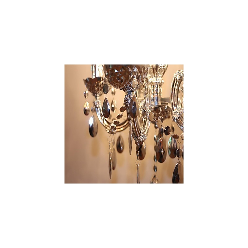 Lampadario moderno in acrilico effetto cristallo argento 5 luci