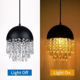 Lampadario a sospensione in cristallo con nappa, nero