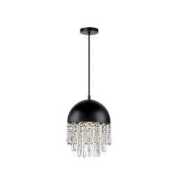 Lampadario a sospensione in cristallo con nappa, nero