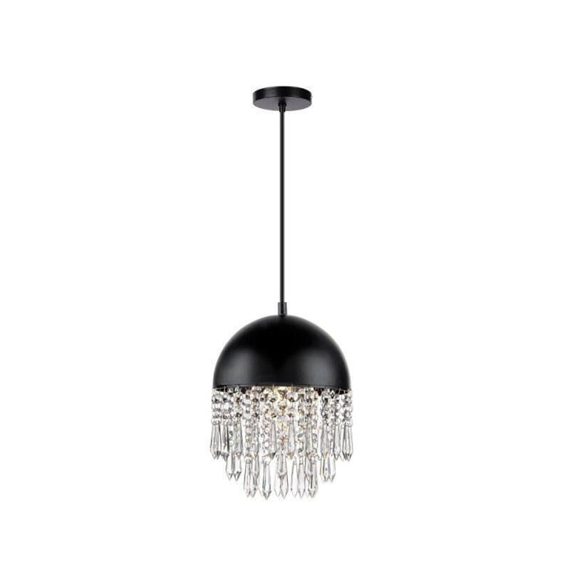Lampadario a sospensione in cristallo con nappa, nero