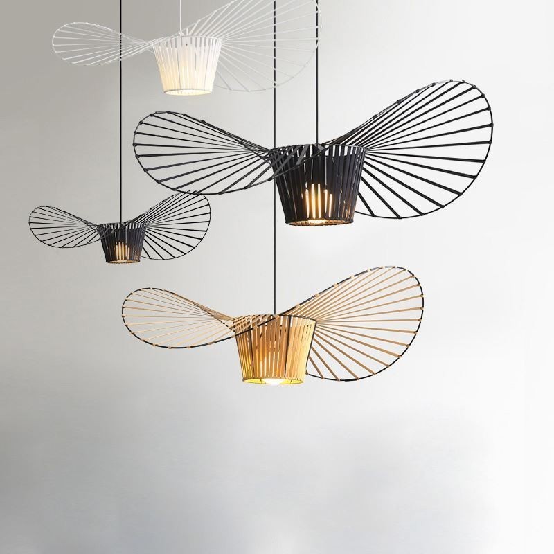 Lampada a sospensione moderna semplice in ferro battuto a forma di cappello