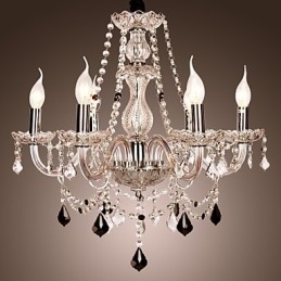 Lampadario rustico Crystal in vetro trasparente con cristalli neri