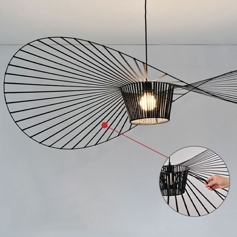 Lampada a sospensione moderna semplice in ferro battuto a forma di cappello